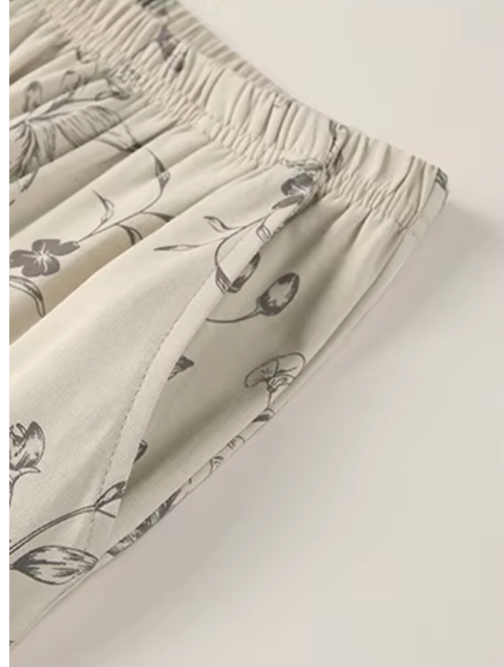 Apricot Lace Elegance - Set 2 piezas Manga Corta y Pantalón Largo