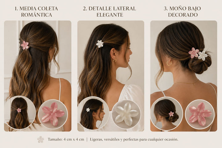 Pinzas Flor de Perla – Set de 6
