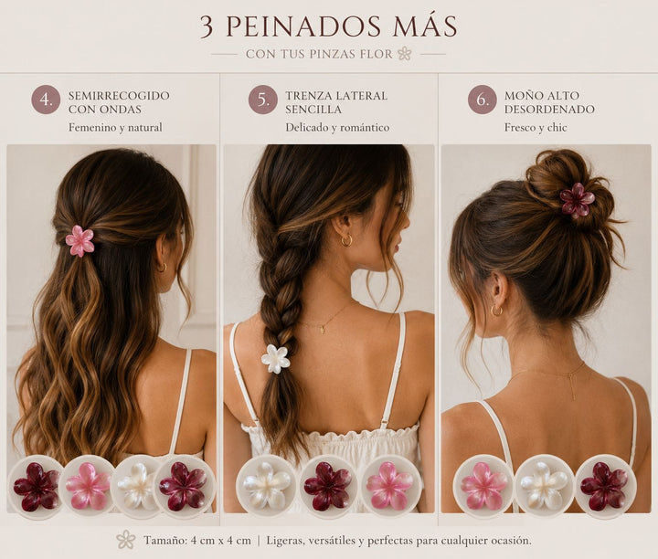 Pinzas Flor de Perla – Set de 6